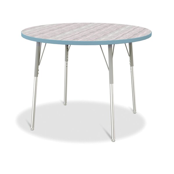 Jonti-Craft Berries Round Activity Table, 42 in. Diameter, A-height, Driftwood Gray/Coastal Blue/Gray 6468JCA452 - main